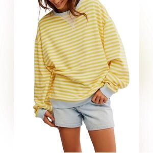 NWT Free People Classic Striped Oversized Crewneck